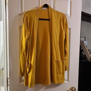 Time and Tru Yellow Open Cardigan